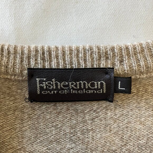 Fisherman Out of Ireland | 100% Pure Lambs Wool Argyle V-neck Sweater | Size: L - Picture 3 of 12